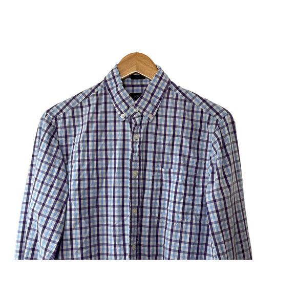 J. Crew Slim Fit Blue & Purple Check Print Long Sleeve Button-Up Shirt Small - Picture 2 of 6